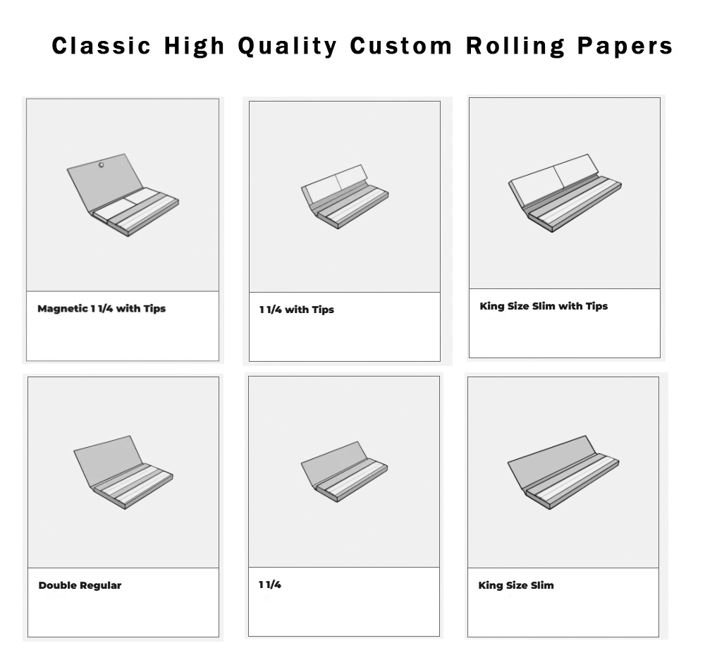 Custom Branded Rolling Paper 100% Natural Smoking Paper 50 Blätter 50 Pack