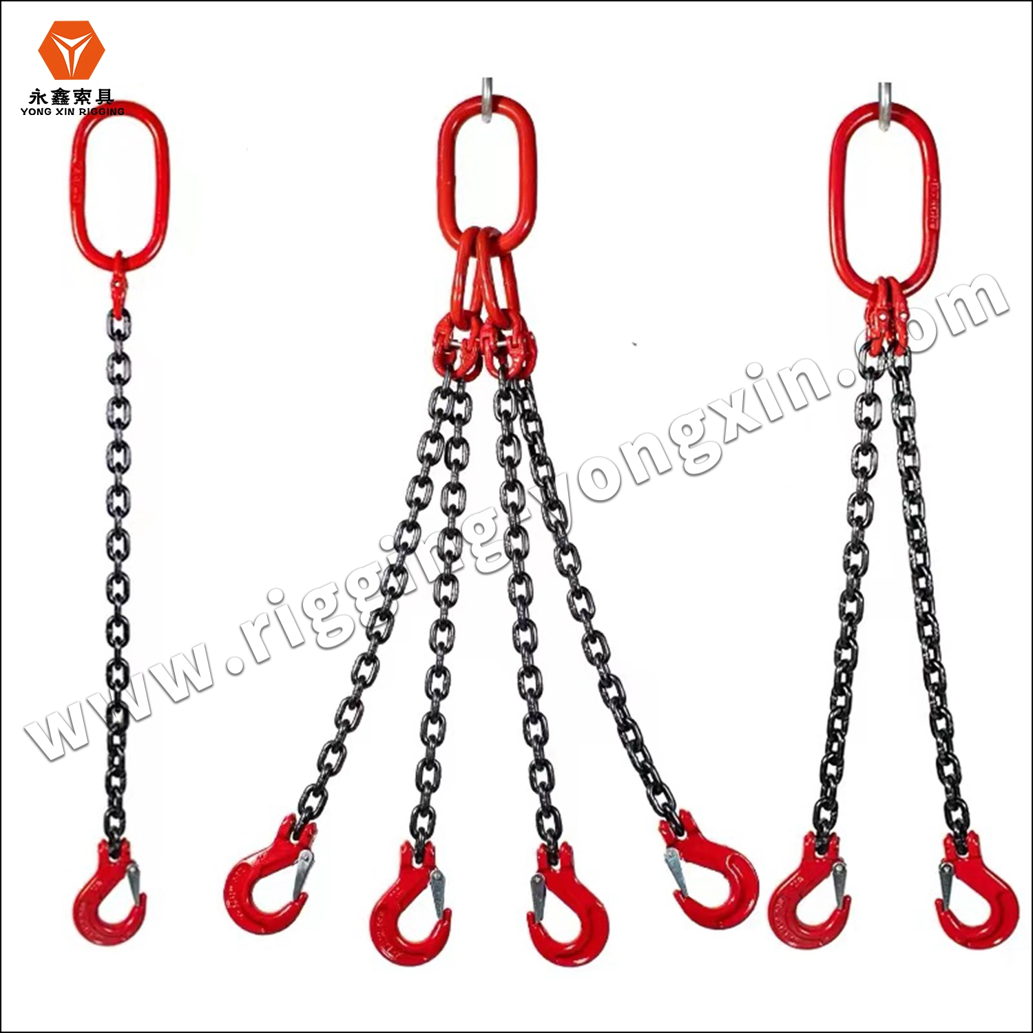 La eslinga de OEM 3ton G80 Gargantilla de color rojo correa de la grúa del tambor de aceite de la cadena de eslabones de maestro de las eslingas para elevación de la fábrica de cadenas|Eslinga de cadena con gancho la cadena de elevación