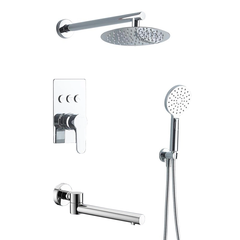 Rainfall Shower System Set in Wall Mounted Shower Kit Brass Thermostatic Concealed Shower Faucet Mixer with Rough-in Valve Body