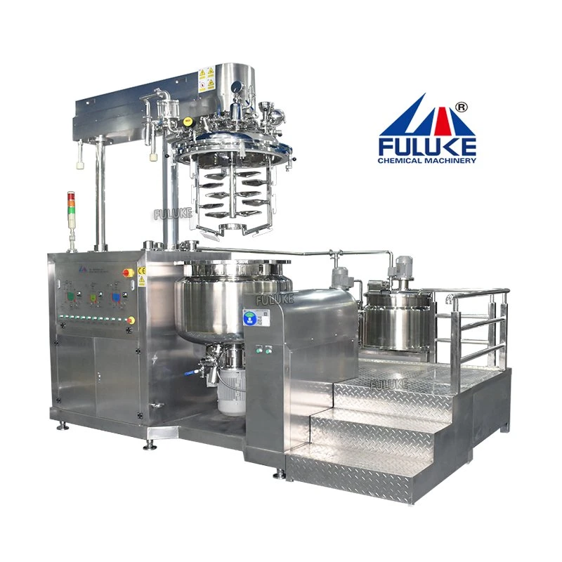 F01 Machine de fabrication de crème cosmétique sous vide / gelée de pétrole / lait pour le corps / crème pour le visage / machine de mélange d'émulsionneur à levage hydraulique homogénéisateur.