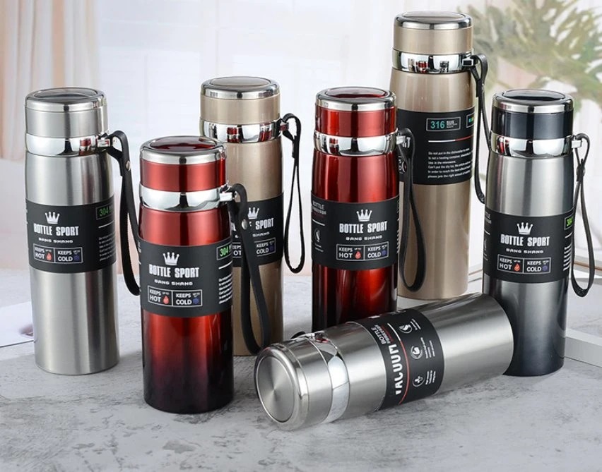 High quality/High cost performance  Hot and Cold Smart Insulated Cup Gray Travel Water Bottle