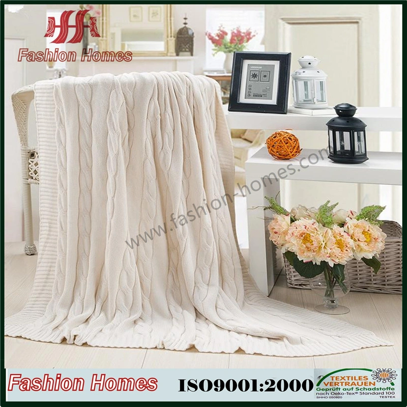 Hot Selling Pure Color Knit Acrylic Throw Blanket