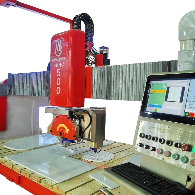 Personalização básica Hualong Machinery Itália Programa Software 5 Eixos CNC Ponte Serra de Corte de Pedra para Mármore, Quartzo Fazendo Bancada de Cozinha.