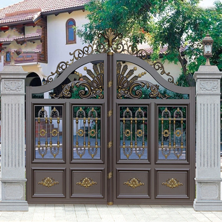 House Villa Garden Fence Gate Customized Double Swing Front Door Metal Aluminum Gates for Residential Garden House Courtyard