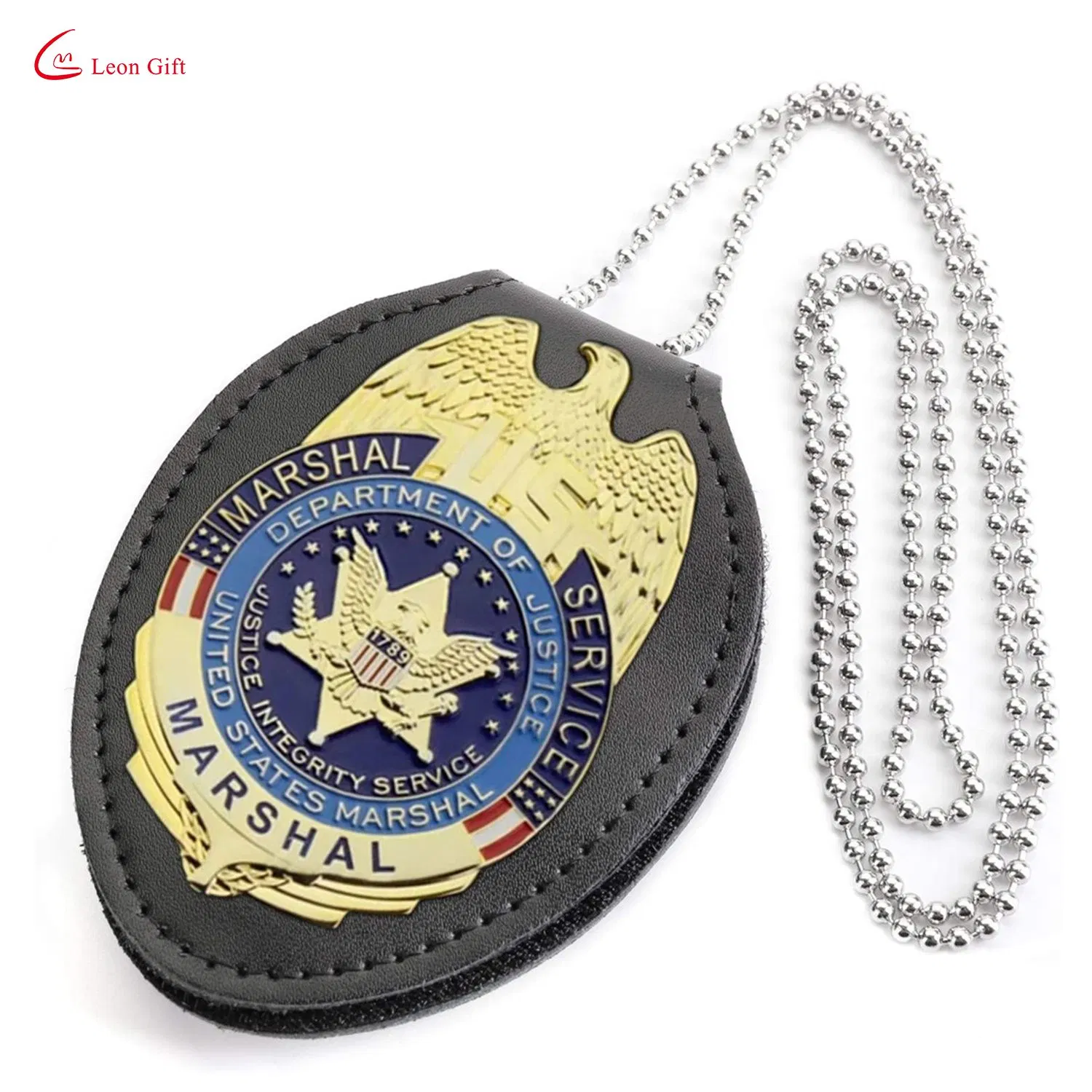 Custom Logo Metal Alloy Lapel Pin Louisiana State Police Badge Left or Right Line Drawing Levels Leather Chains Card Holder Security Military Police Badge