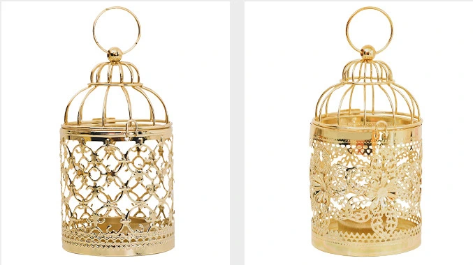 Metal Birdcage Candle Holder Iron Gold Silver