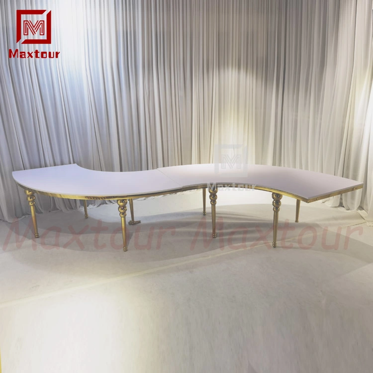 Big Round Half Moon Shape Gold Stainless Steel Wedding Event Dining Tables