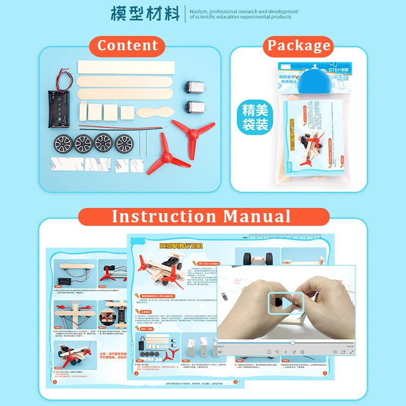 Customized Assembly Wood Craft Electric Taxiing Plane Toy for Kids Outdoor Game