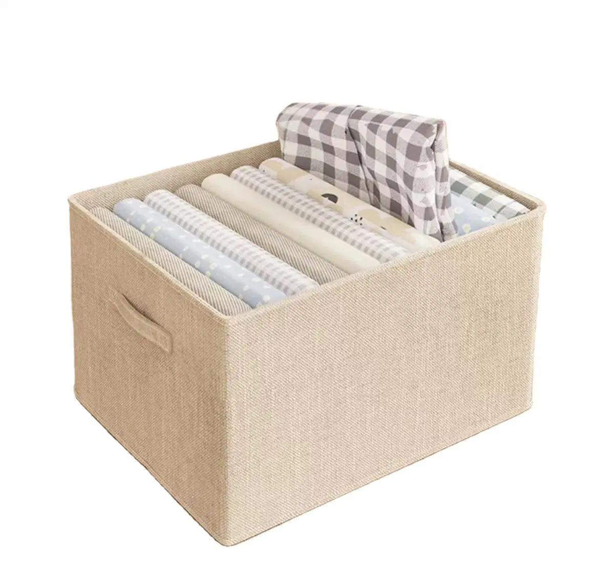 Quality Foldable Cotton Linen Fabric Storage Cube Bin