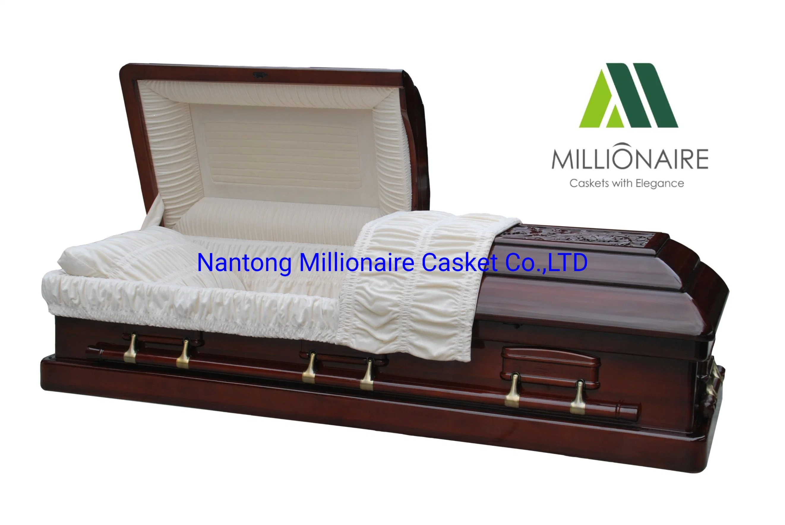 Coffrets en bois de luxe avec gravures sur le cercueil haut et les côtés