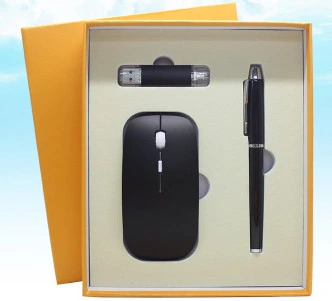 Ensemble cadeau d'affaires promotionnel avec stylo en métal et clé USB.