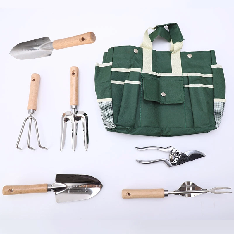 Hot Selling Portable Garden Bag with 6 Pieces Stainless Steel Heavy Duty Gardening Tool Set Multifunctional Horticulture Toolkit