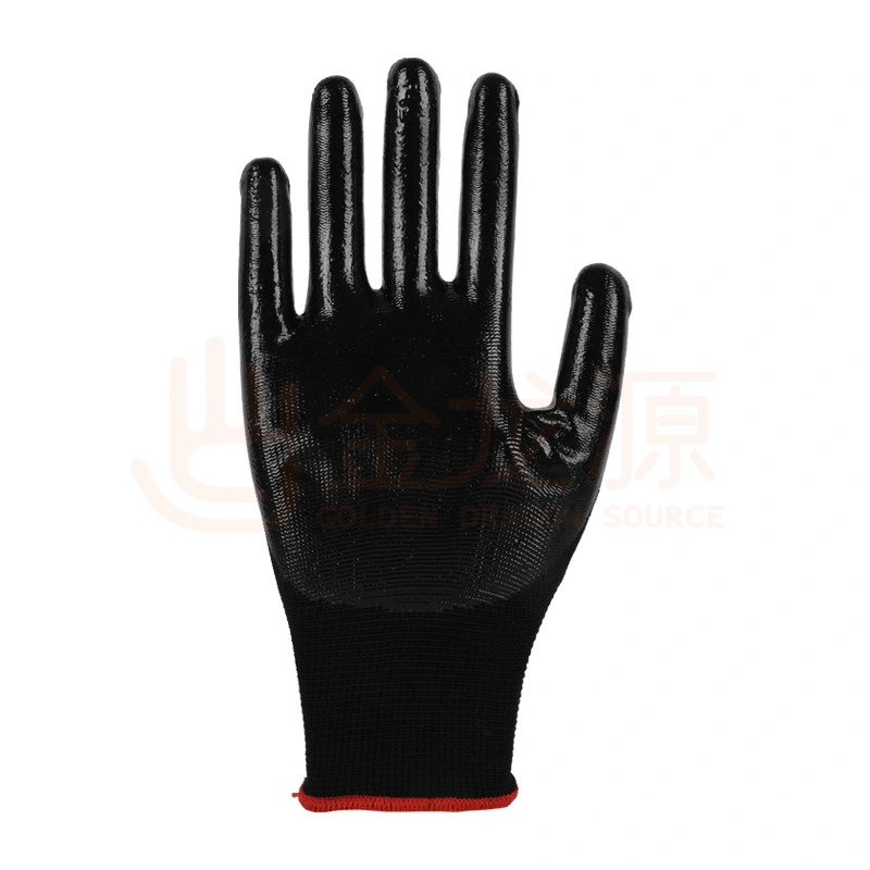 13 Gauge CE Comfortable Popular Nylon Polyester Seamless Nitrile Coated Safety Work Gloves