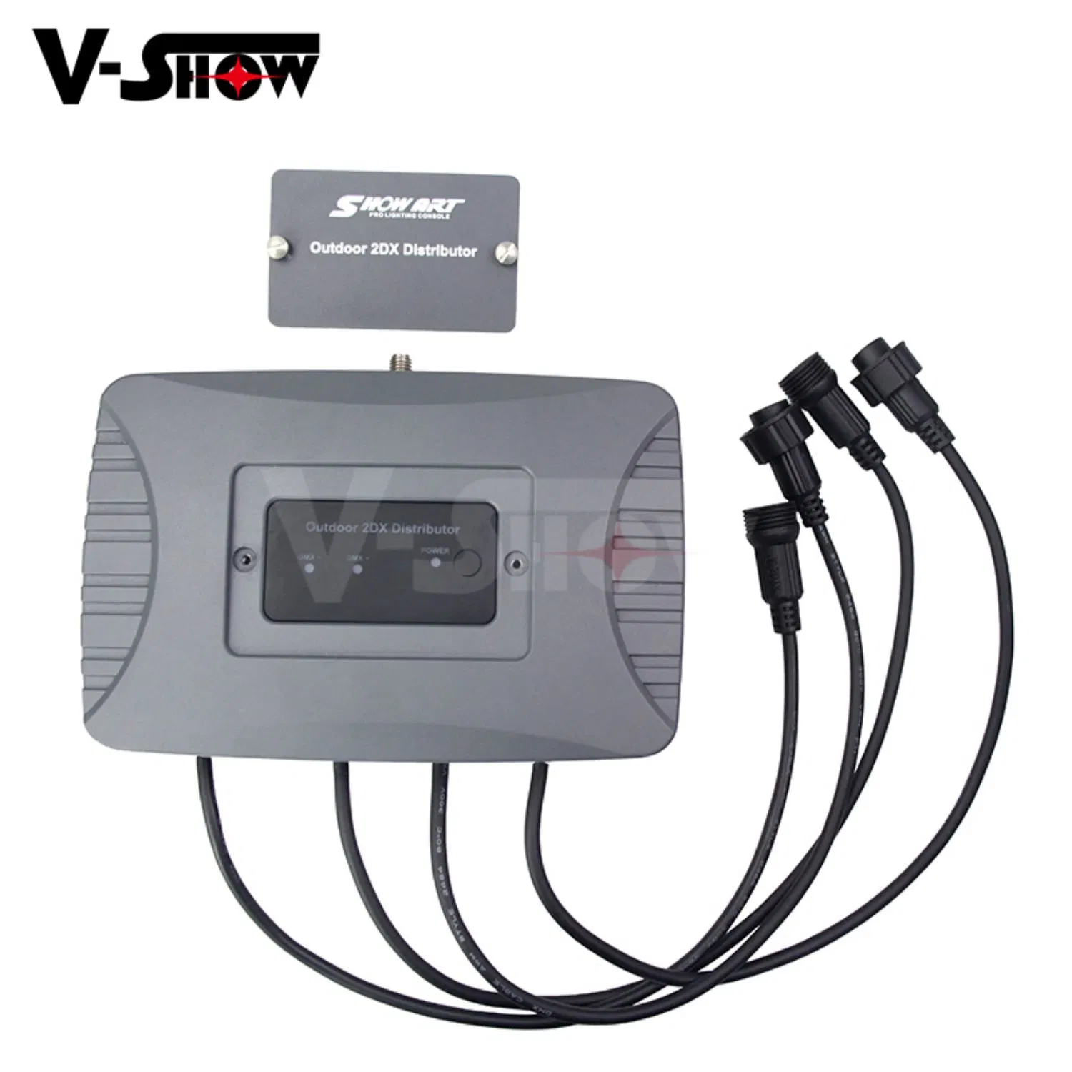 V-Show distribuidor DMX de duas vias com um distribuidor IP65 DMX de entrada