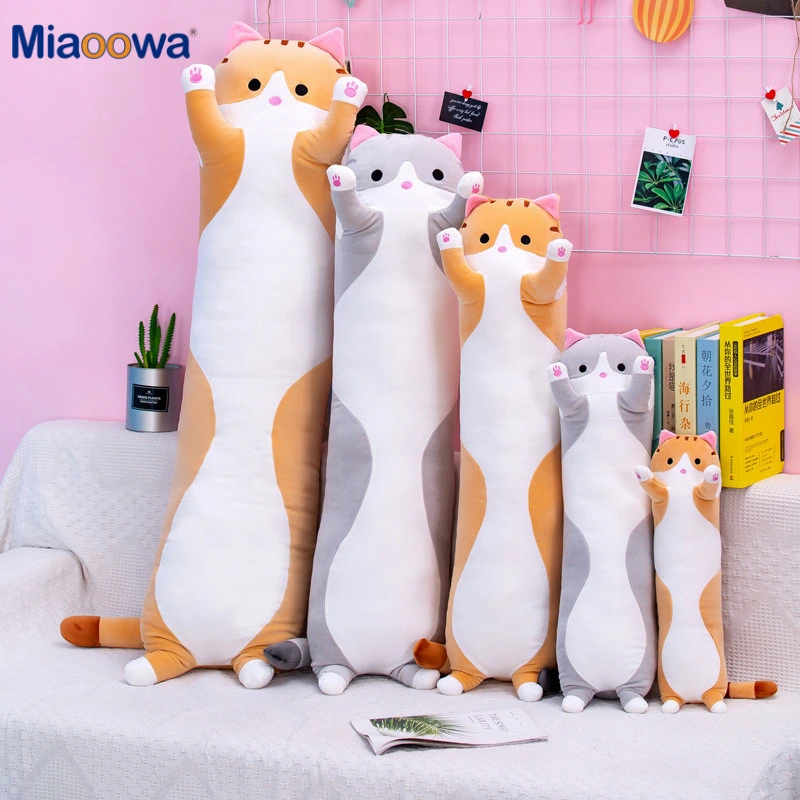 2021 Fashion Cute Soft Cat Plush Toys Stuffed Pause Office Long Pillow Gift Doll for Kids