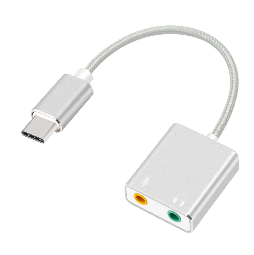 3,5Mm USB som áudio adaptador de cartão externo USB Placa de som estéreo de 3,5 mm para fone de ouvido