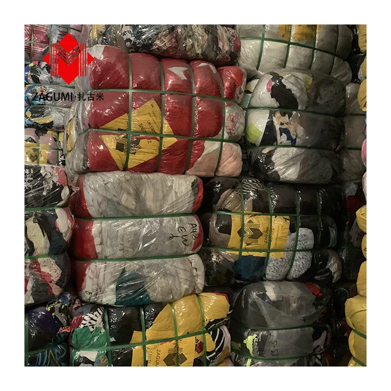 Recycled Textile Waste Bales Garment Cutting Pieces Cotton Cololrful T-Shirt Rags for Industrial Cleaning Cotton Rags