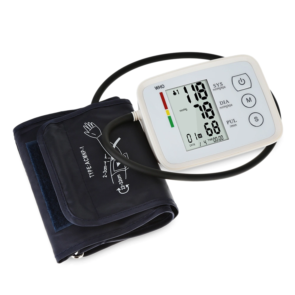 Monitor de presión arterial digital automático de tipo brazo en venta al por mayor Monitor de presión arterial de brazo superior.