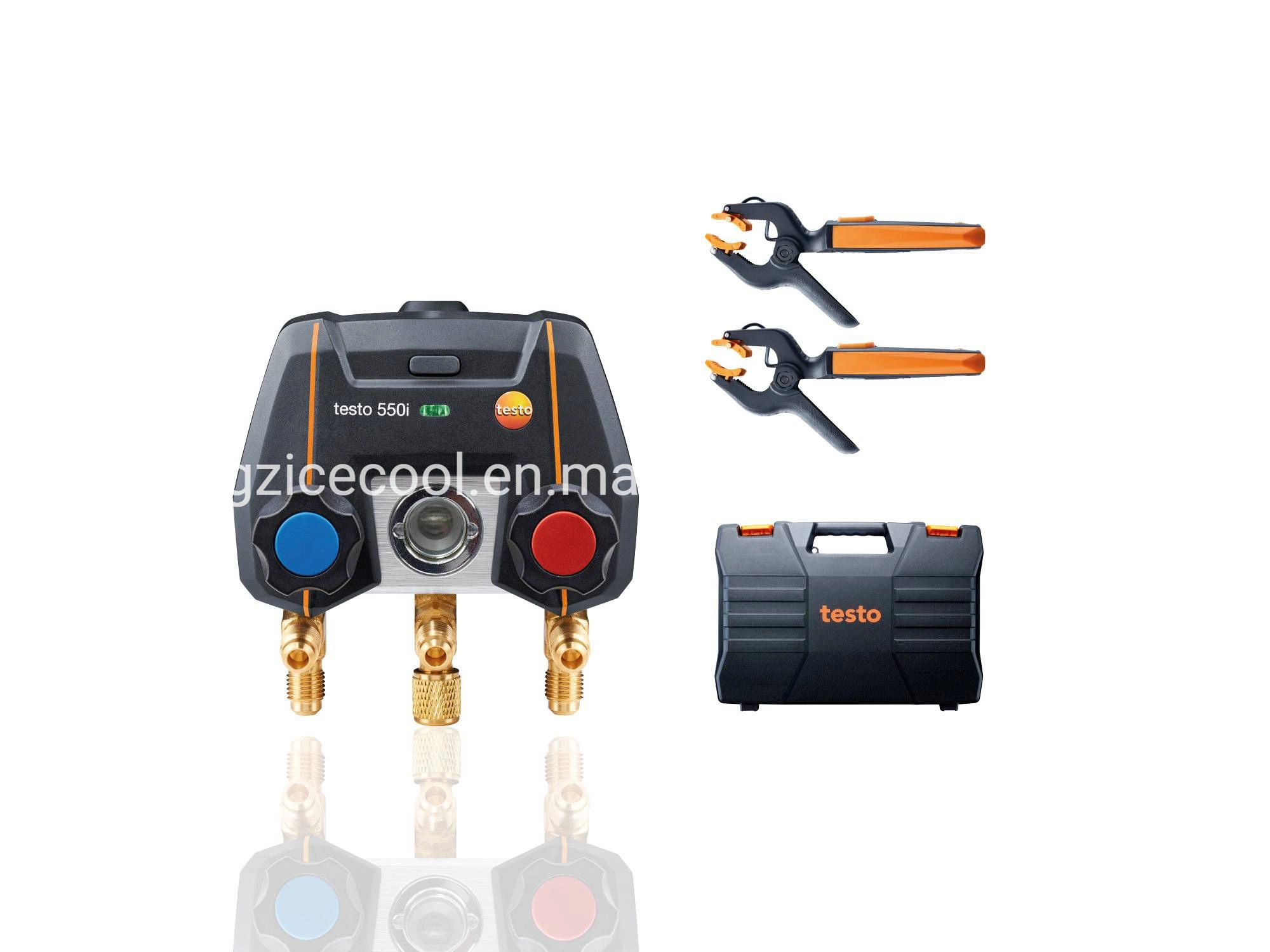 Testo 550I Set Smart Kit APP Controlled 2 Valves Digital Manifold Gauge with Wireless Bluetooth Clamp Temperature Probe (NTC) 0564 3550