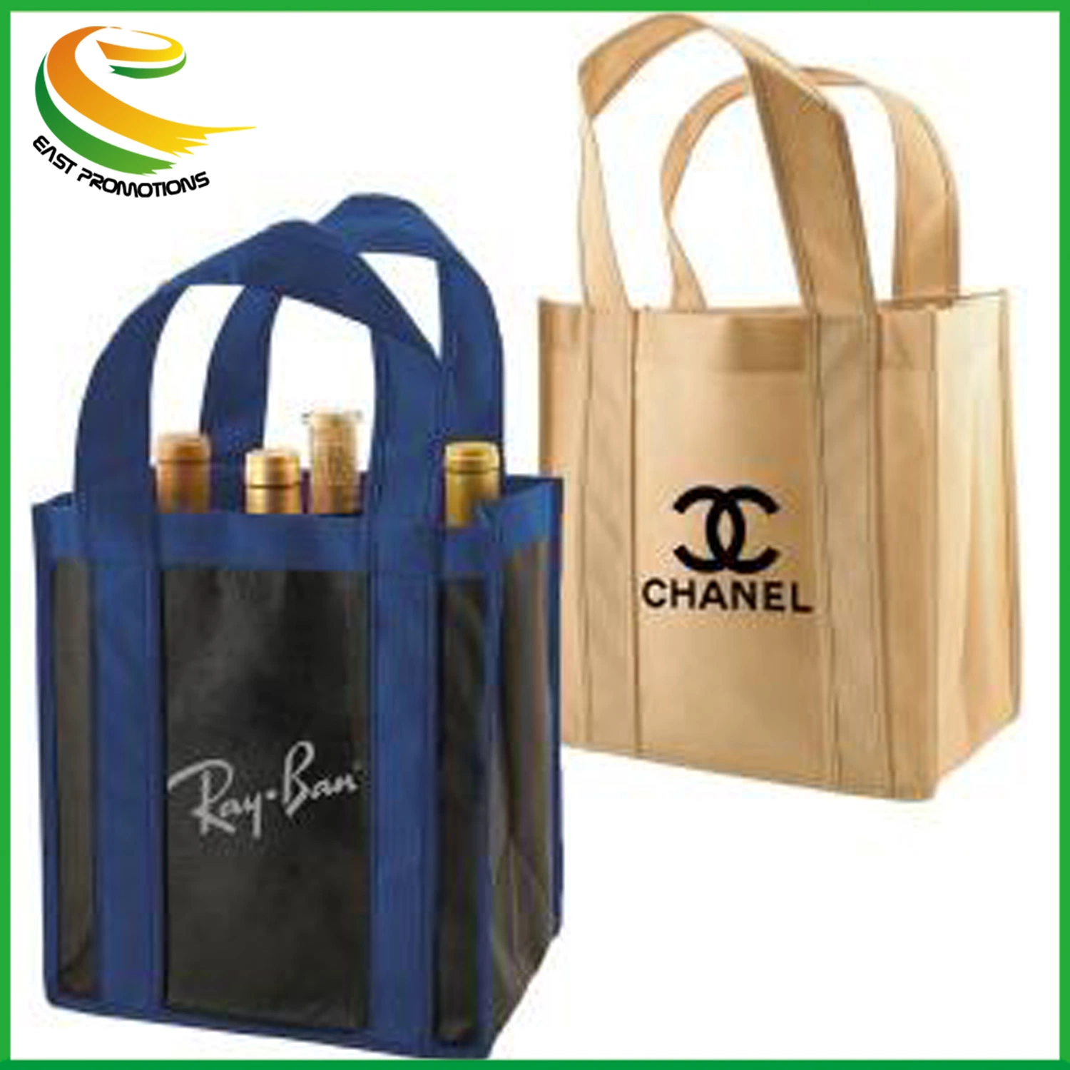 6 Bottle Carrier Non Woven Wine Tote Bag with Strong Length