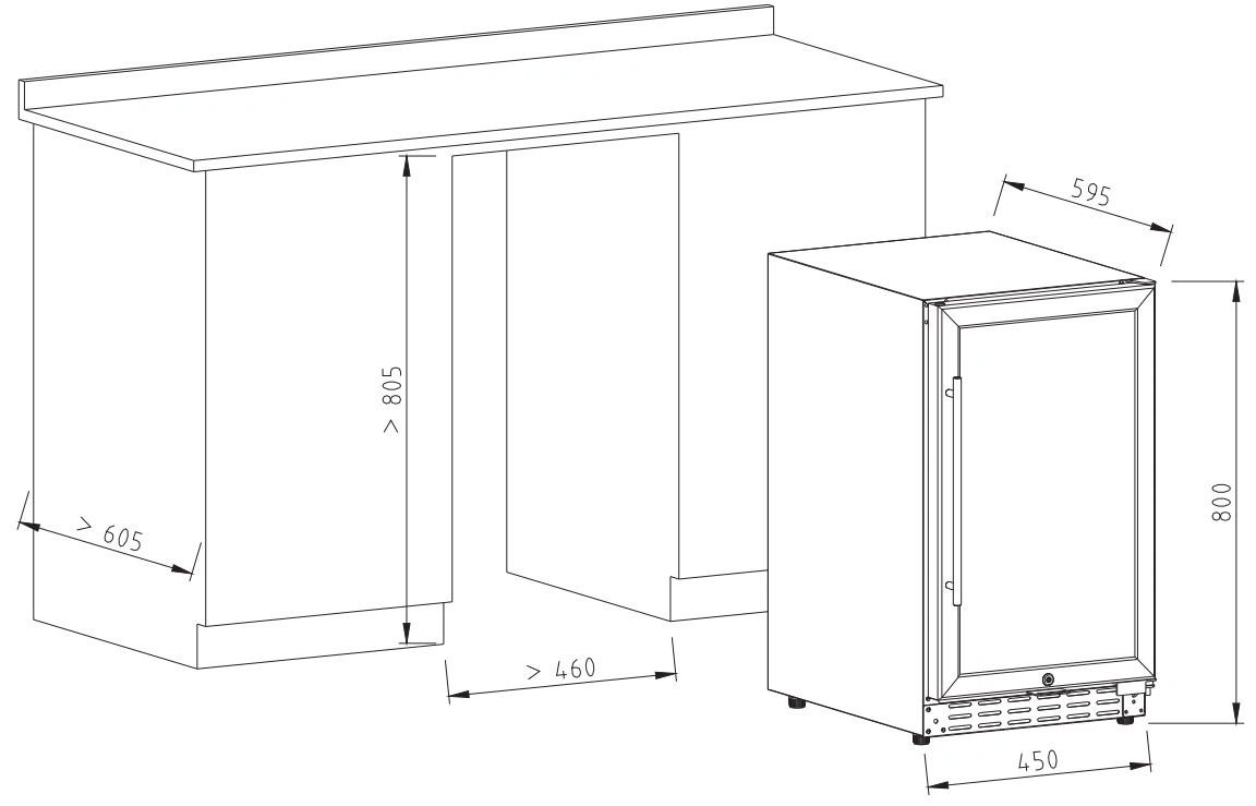 95 Liter High Level Custom Wein Kühlschrank Flaschenkühler 34-Flasche Weinkühlschrank