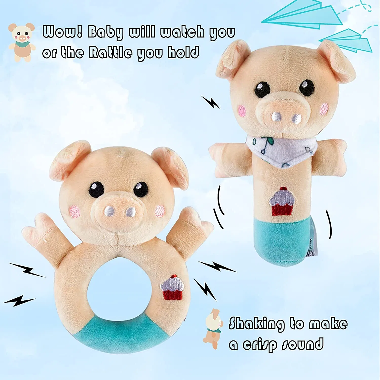 Promotion hochets Bells Duck animaux apaiser bébé hochets bébé peluche