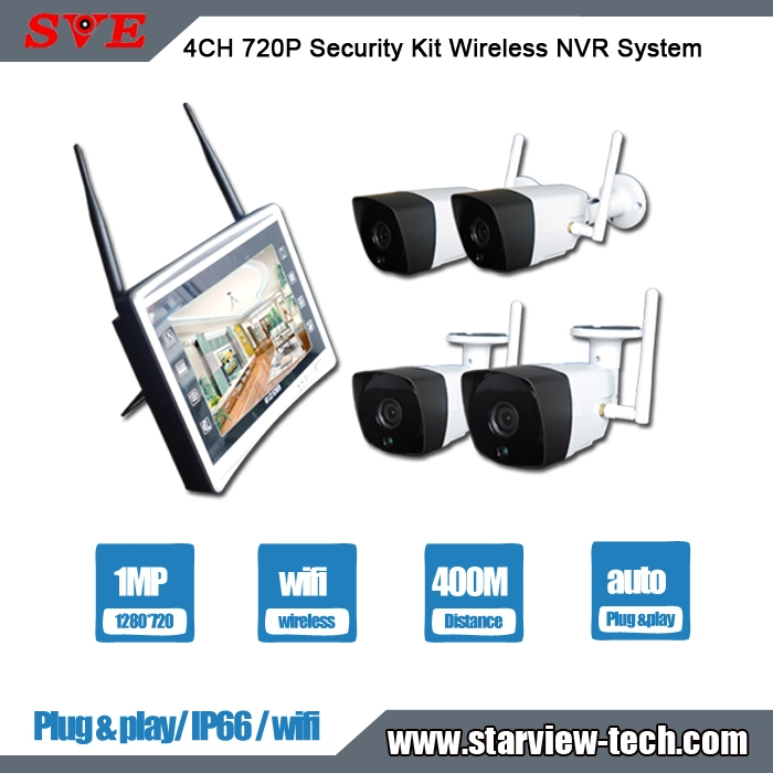 Smart Home Surveillance 4CH 720p Wireless NVR Kit Video Security Camera