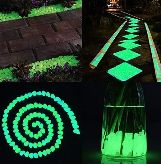 Green Glowing Rocks for, Garden Lawn Yard, Aquarium, Walkway, Fish Tank, Pathway, Luminous Pebbles Powered by Light or Solar-Recharge Repeatedly