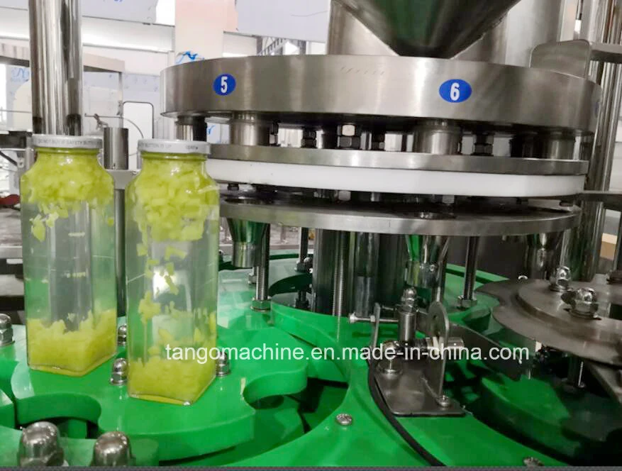 Auto 4in1 Glass Bottle Pulp Juice Beverage Liquid Filling Machine