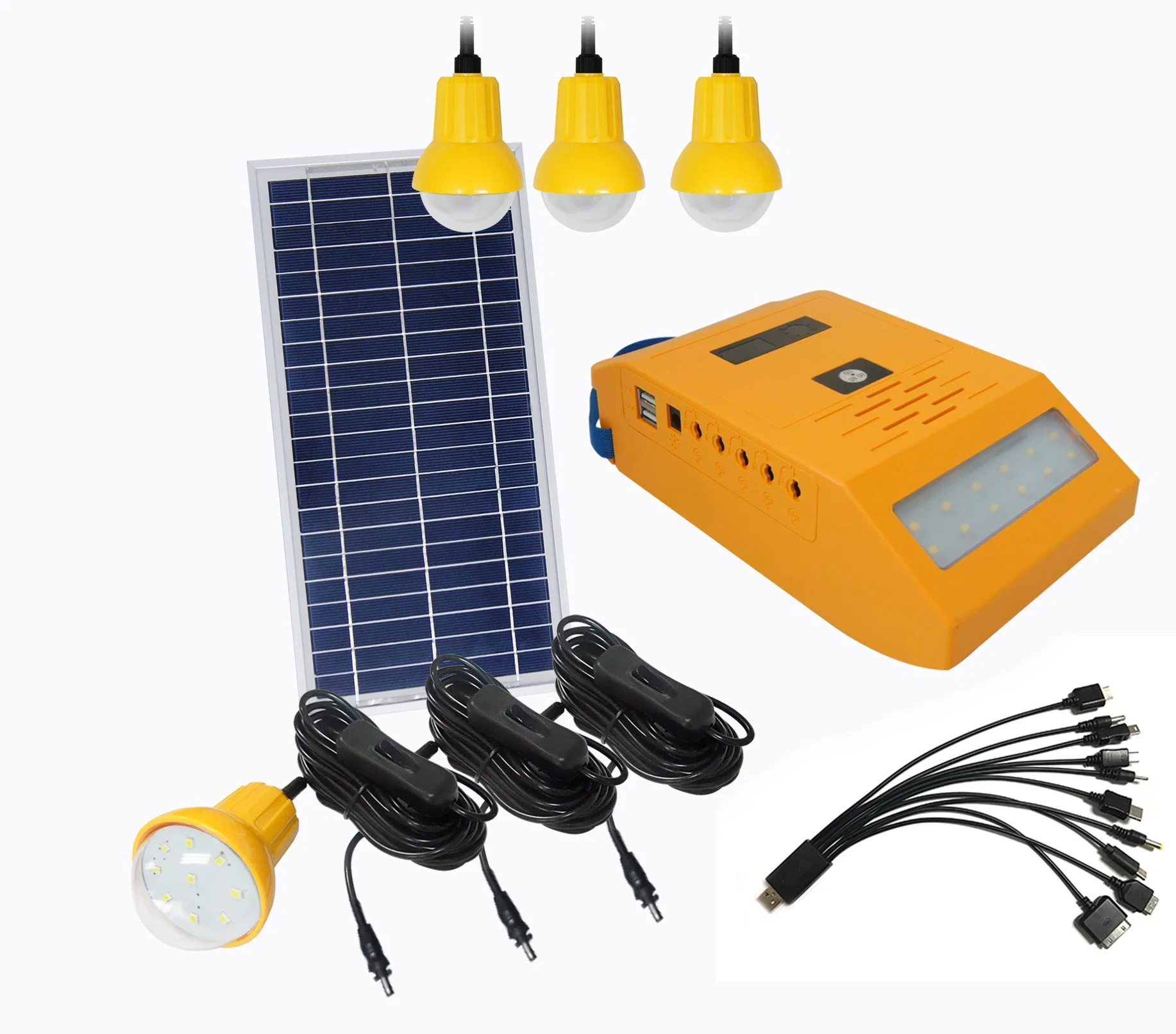 Portable off-grid Iluminação Solar House Kit com carregador de telemóvel