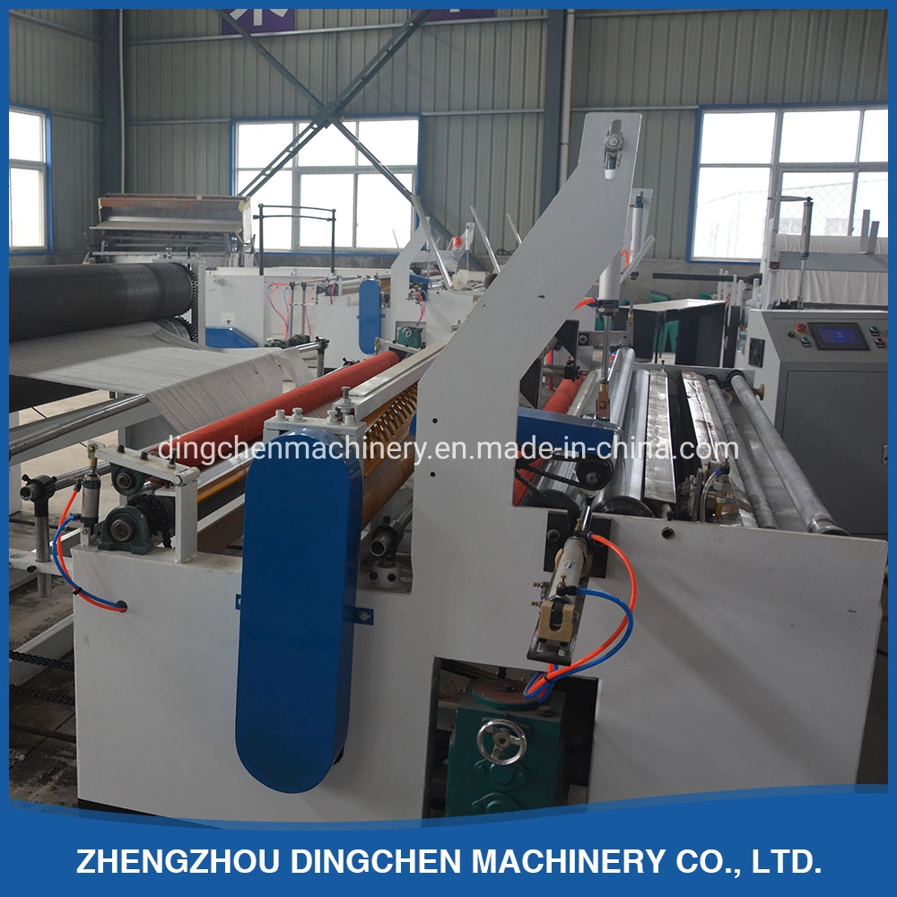 Toilet Tissue Paper Rewinding Machine with Perforating and Embossing