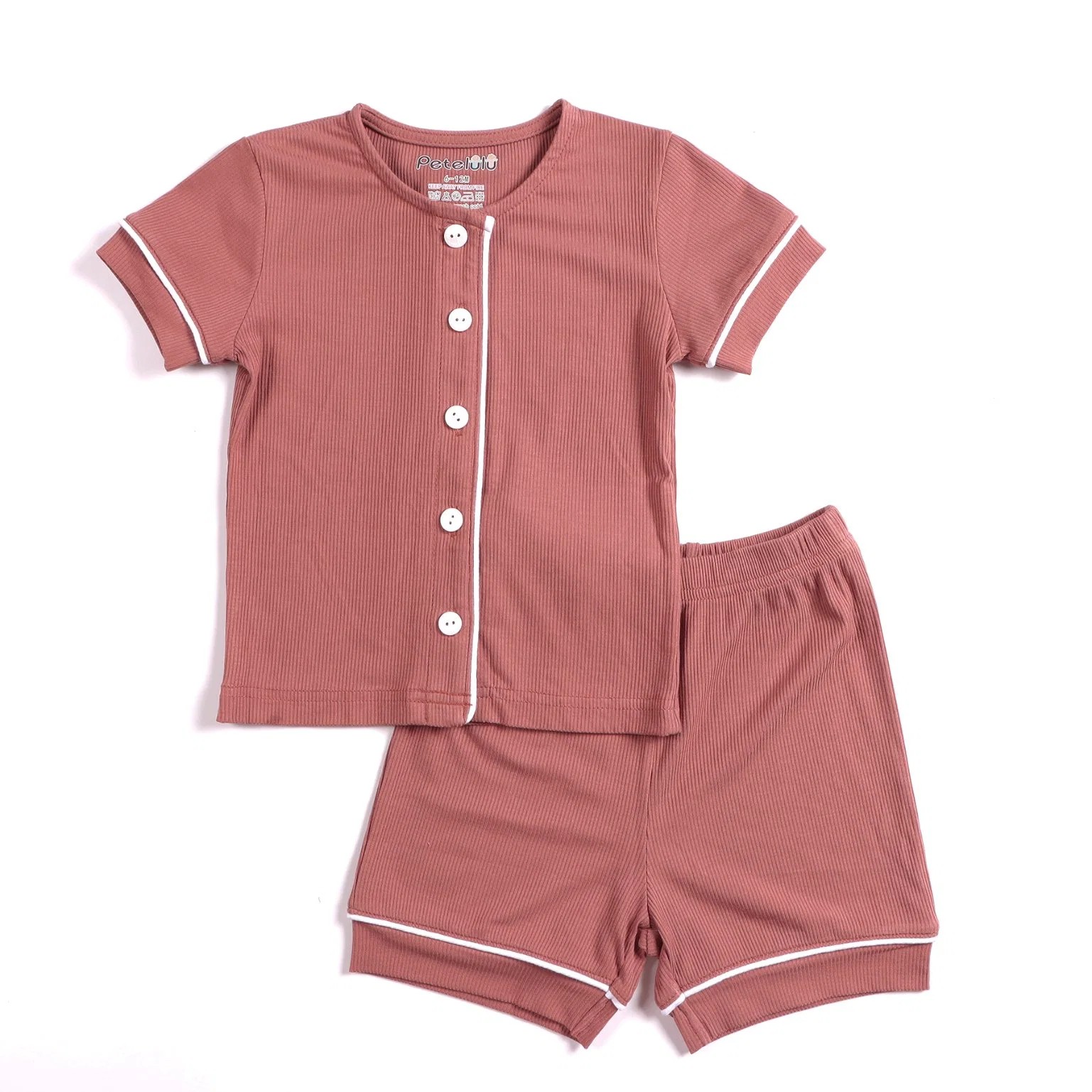 Toddler Baby Boys Girls Short Sleeves Solid Tops+ Pants Outfits Children Clothes Set Casual Bamboo Rib Clothing