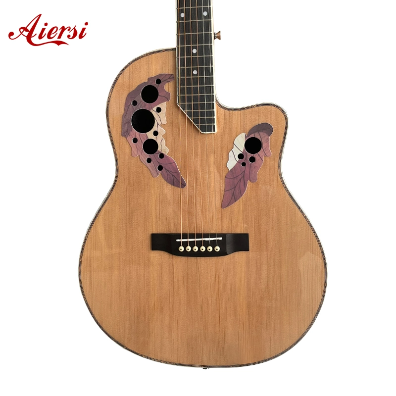 Custom OEM ODM Brand Ovation Acoustic Guitar Round Back Folk MusicInstruments