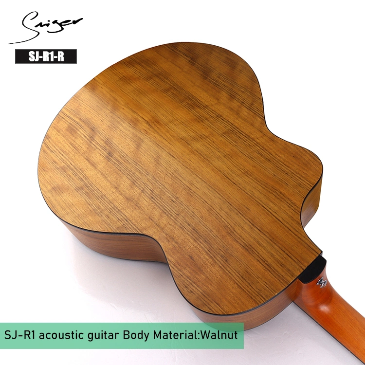 Sj-R1-R 2020 New OEM Guitar Factory Wholesale Price Walnut Satin Cutaway Electric Acoustic Guitar with Armrest