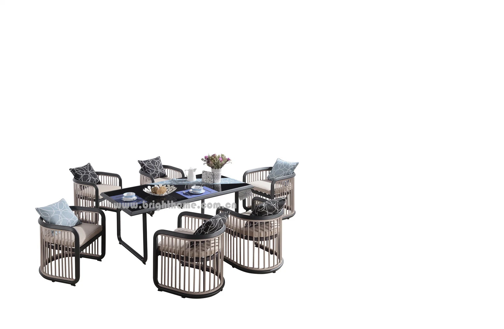 Hot Sale Copyright Whole Aluminum Dining Chair and Table Set Garden Furniture