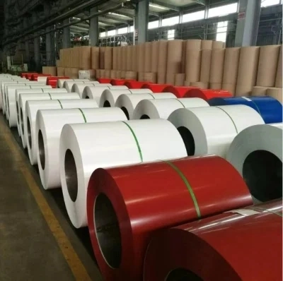 ASTM A792 Ral9003 PVC Plastic Film PPGL Prepainted Steel Coil for Sandwich Panel Roofing Sheet/PPGI Steel Coil Color Coated Steel Coil for Building Material