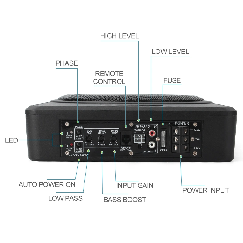 Sistema de audio de coche ahorra espacio gran Potencia Bass Coche Subwoofer