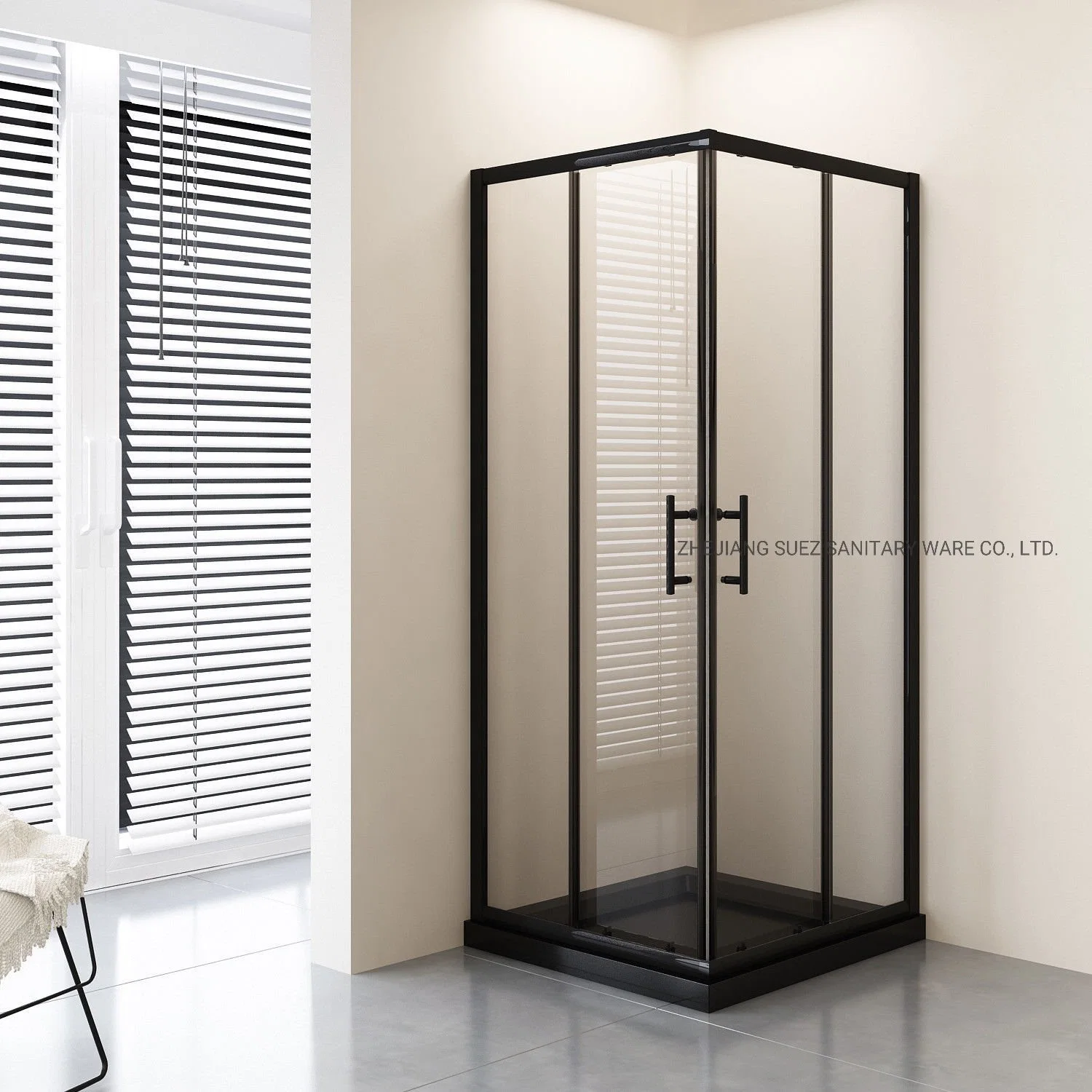 Black Aluminium Square Glass Shower Room Shower Enclosure Square Shower Glass Door