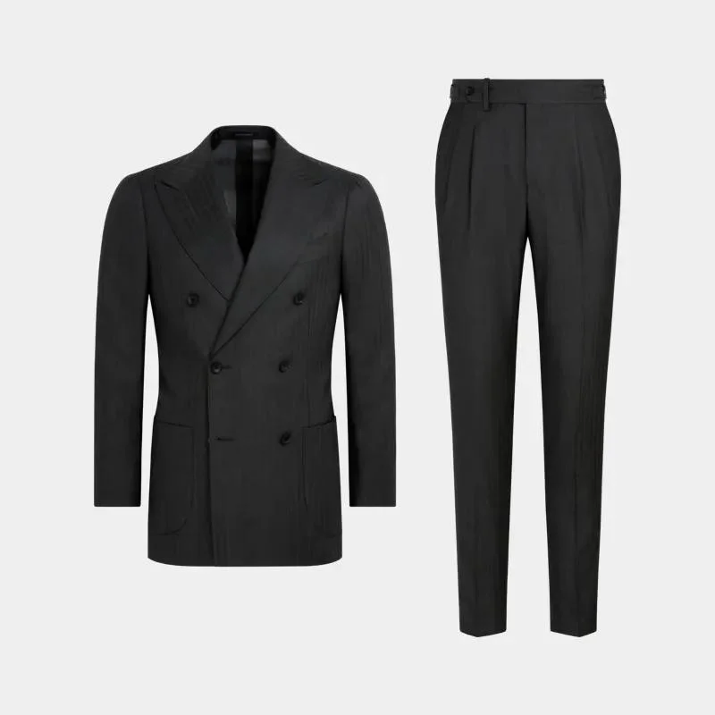 Costume croisé pour Homme en laine et soie mélangée