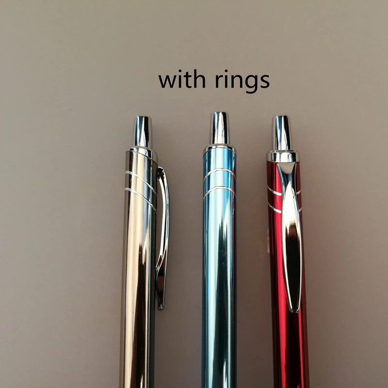 Metal Aluminum Click Action Promotion Customized Logo Colorful Ballpen with Rubber Grip Has Patent