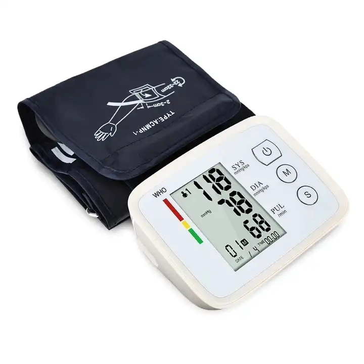 CE ISO Medical Home Care Esfigmomanómetro braço pressão sanguínea electrónica Monitor com visor digital LCD e transmissão de voz