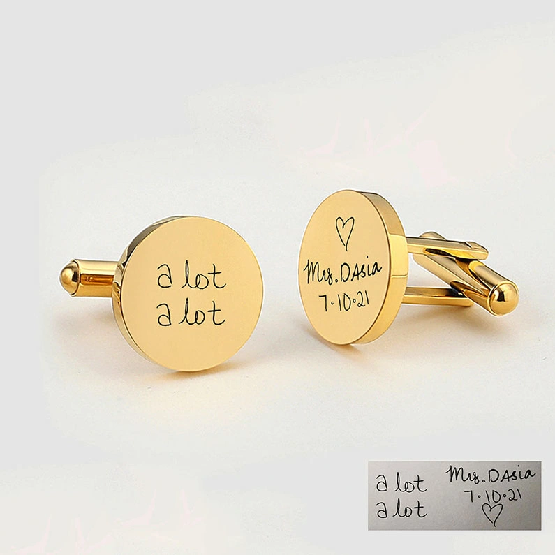 Personalised Gold Garment Accessories Custom Initials Name Wedding Groom Cufflinks