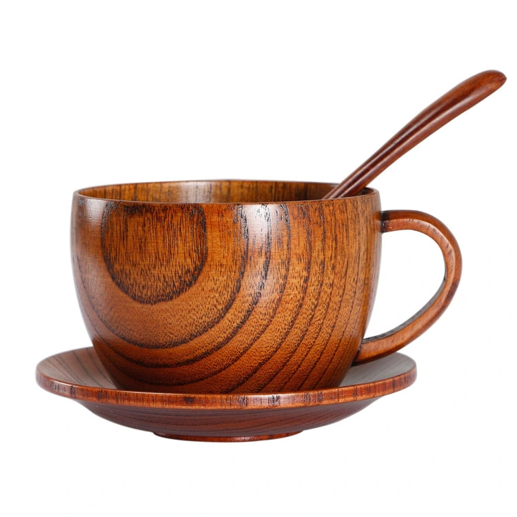 Wooden Coffee Cup Set with Coaster and Spoon Tea Mug