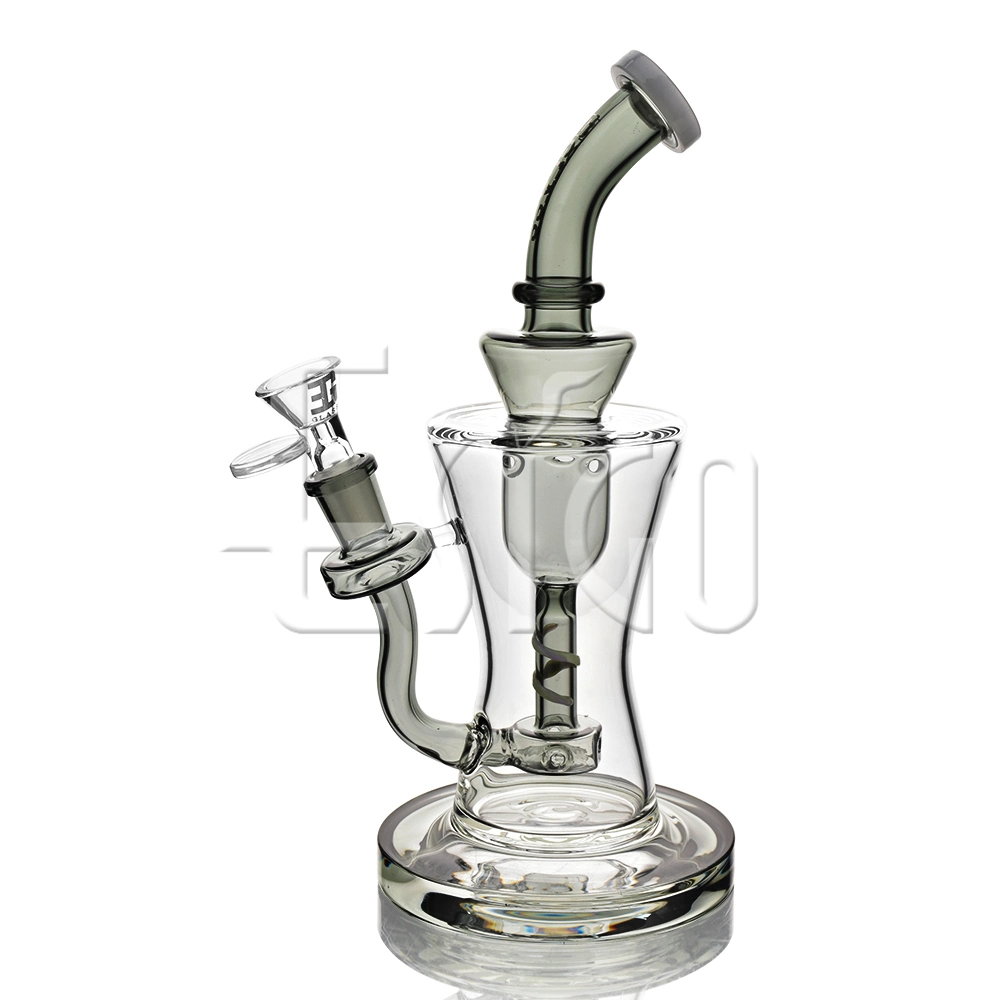 Nuevo diseño Esigo silencioso de alta calidad azul marrón y gris tubo Shisha tabaco DAB plataforma petrolífera de vidrio al por mayor de la tubería de agua con el recipiente transparente