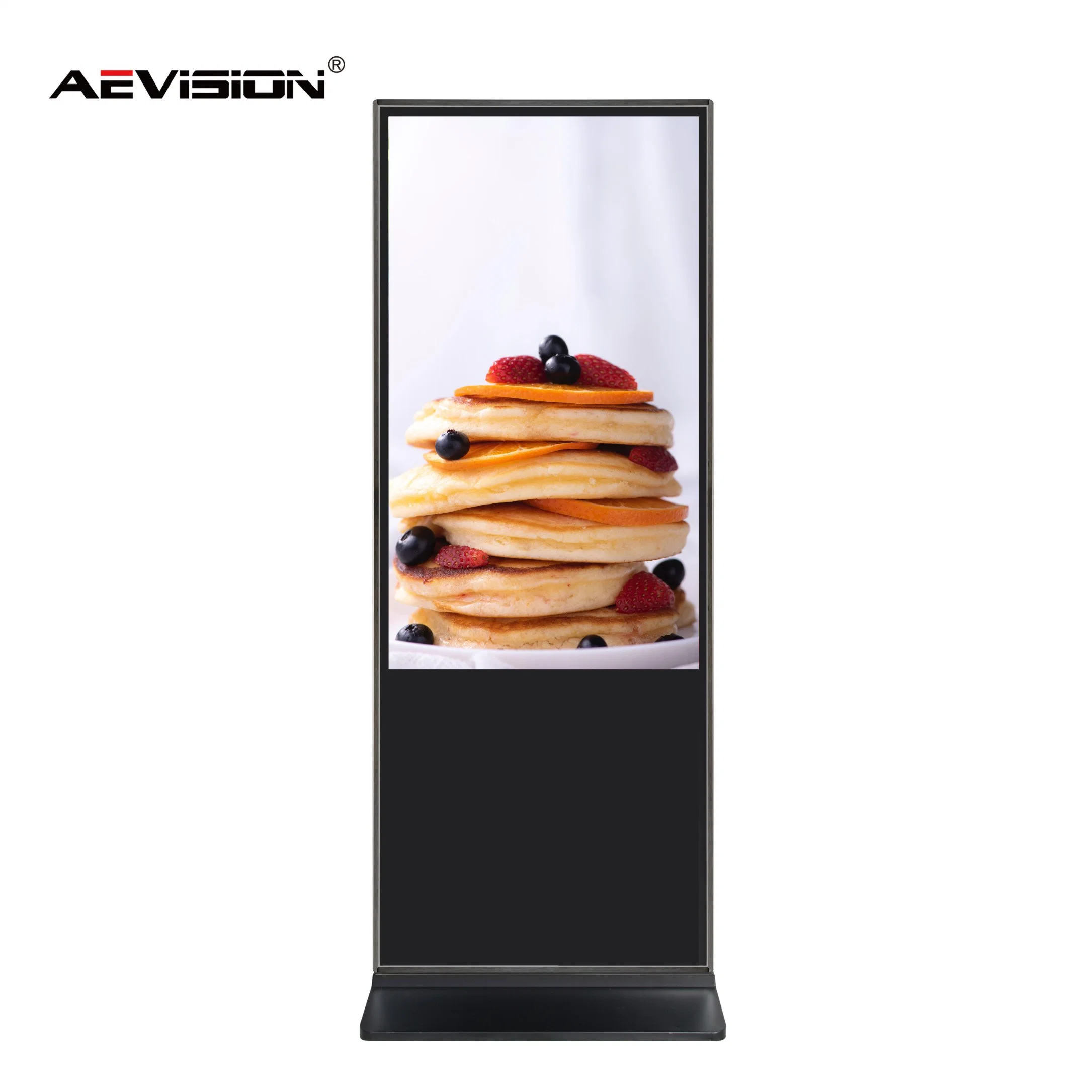 Floor Stand Player Full HD Advertising Screen Vertical Display Outdoor Standing LCD Digital Signage for Advertisement (43in, Black)