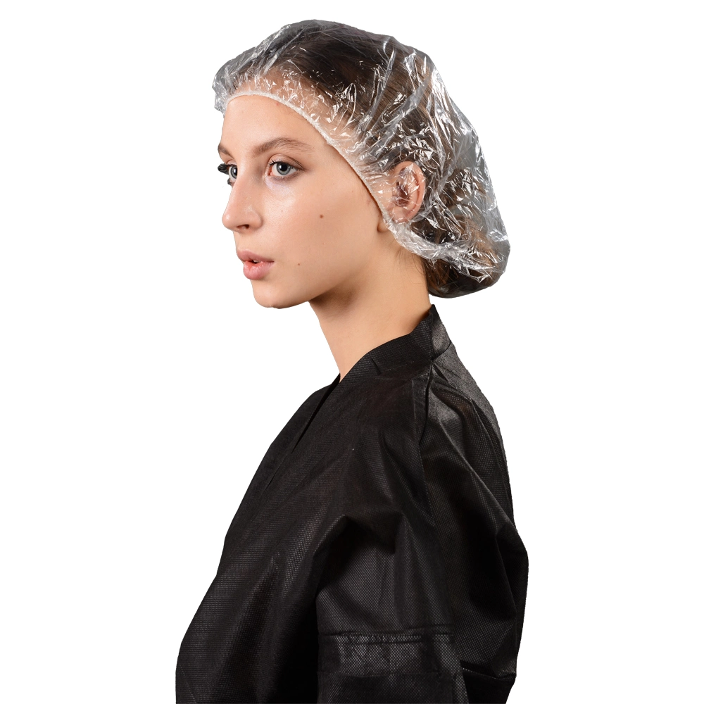 Disposable PE Transparent Clear Plastic Hair Hotel Shower Caps