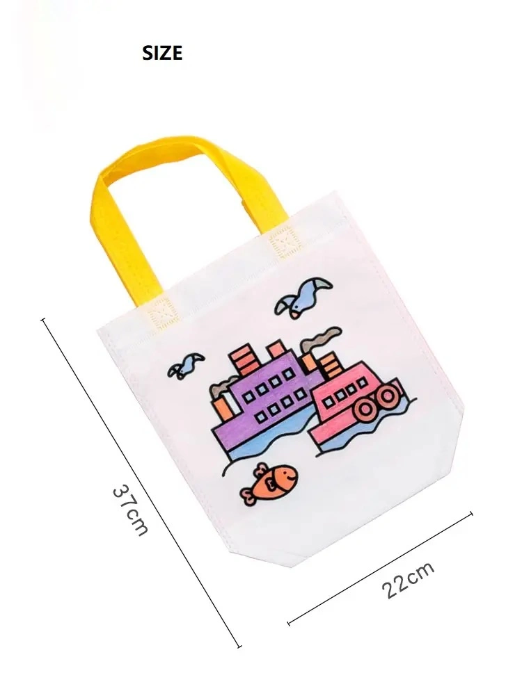 Reusable Kits DIY Popular Children's Painting Eco Laminated Non Woven Tote Bag Shopping Bag