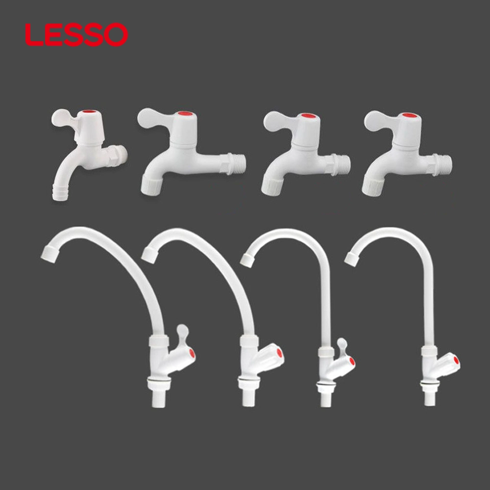 Lesso Longevity White Plastics Multi-Purpose Cold Water Basin Bathtub Kitchen Bathroom PVC Water Taps Basin Faucets