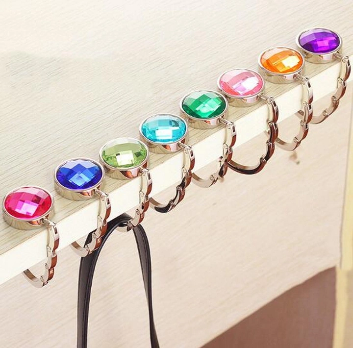 Ronda de mesa dobrável de diamante colorido Hang Bag Gancho Suporte de Suspensão