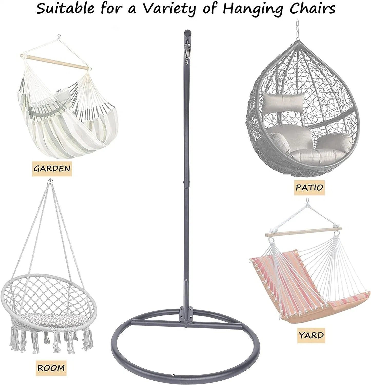 Outdoor Round Base Hanging Stand Powder Coated Hammock Stand for Hammock Chair